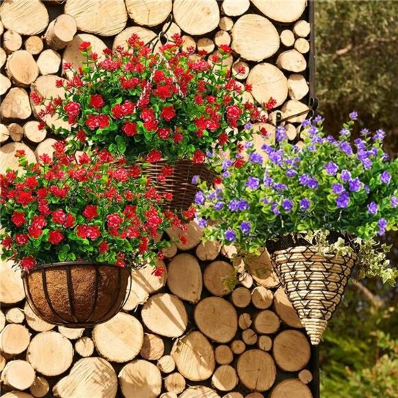 Bundles Artificial Fake Flowers, Faux Outdoor Plastic Plants UV Resistant Shrubs - Picture 6 of 7